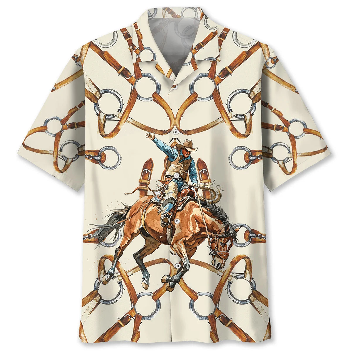 Vintage Cowboy Horse Bridle Hawaiian Shirt, custom shirt gift for men (view 2)