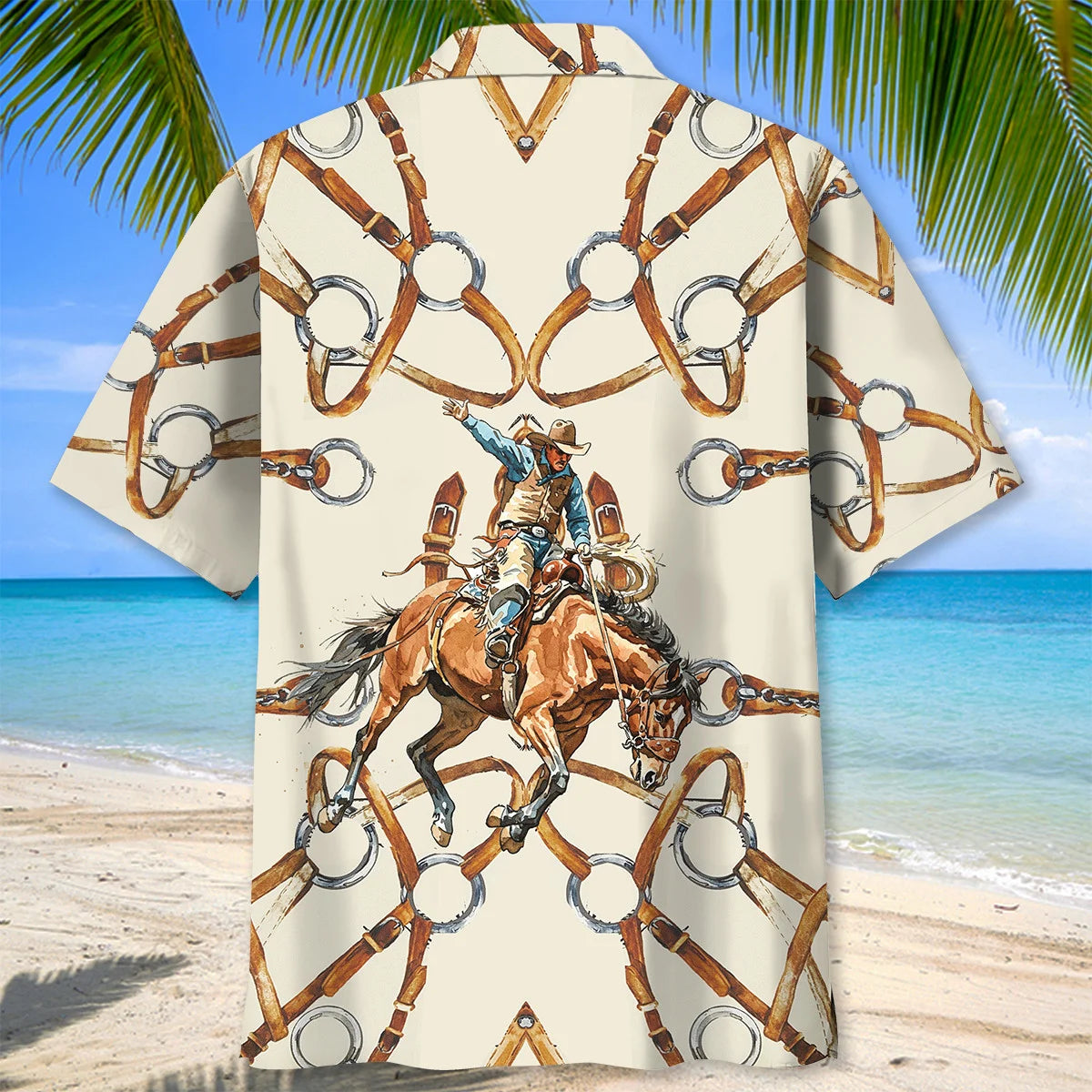 Vintage Cowboy Horse Bridle Hawaiian Shirt, custom shirt gift for men (view 3)