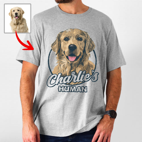 Vintage Custom Dog Portrait Bella Canvas Tee, custom pet portrait gift for pet lovers