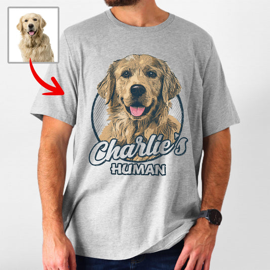 Vintage Custom Dog Portrait Bella Canvas Tee, custom pet portrait gift for pet lovers