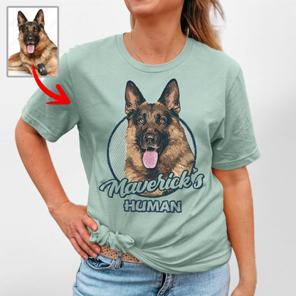 Vintage Custom Dogface Bella Canvas Tee for Moms, custom pet portrait gift for pet lovers (view 10)