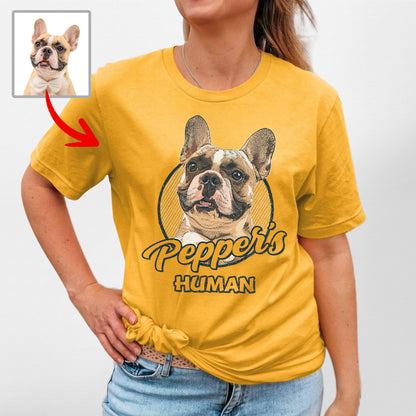 Vintage Custom Dogface Bella Canvas Tee for Moms, custom pet portrait gift for pet lovers (view 11)