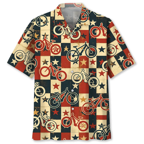 Vintage Cycling Usa Hawaiian Shirt, patriotic gift for 4th of July