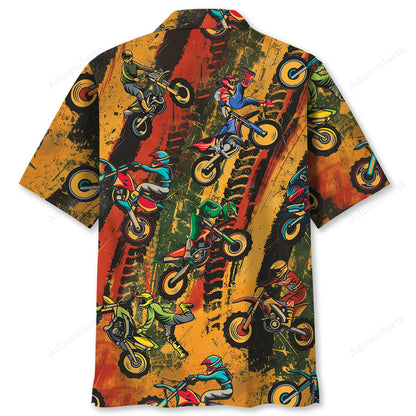 Vintage Dirt Bike Racing Funny Art Hawaiian Shirt, custom shirt gift for men (view 2)