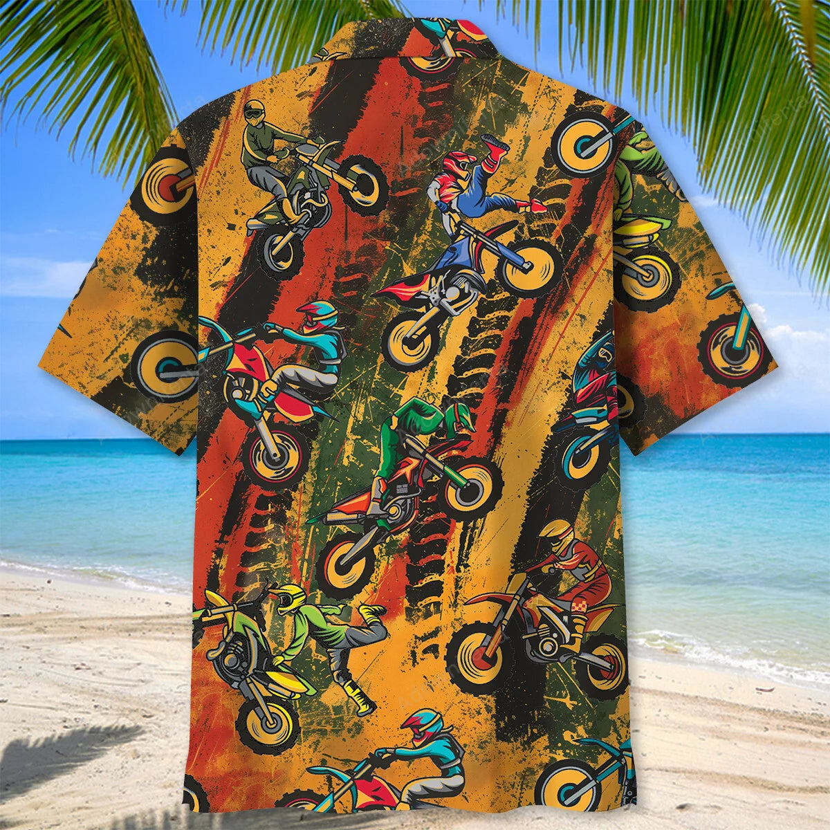 Vintage Dirt Bike Racing Funny Art Hawaiian Shirt, custom shirt gift for men (view 3)
