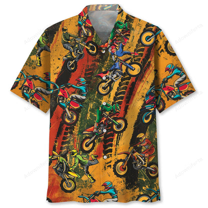 Vintage Dirt Bike Racing Funny Art Hawaiian Shirt, custom shirt gift for men (view 4)