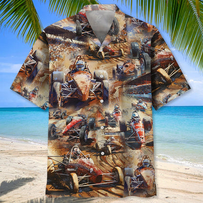 Vintage Dirt Track Racing Sprint Car Hawaiian Shirt, custom shirt gift for men