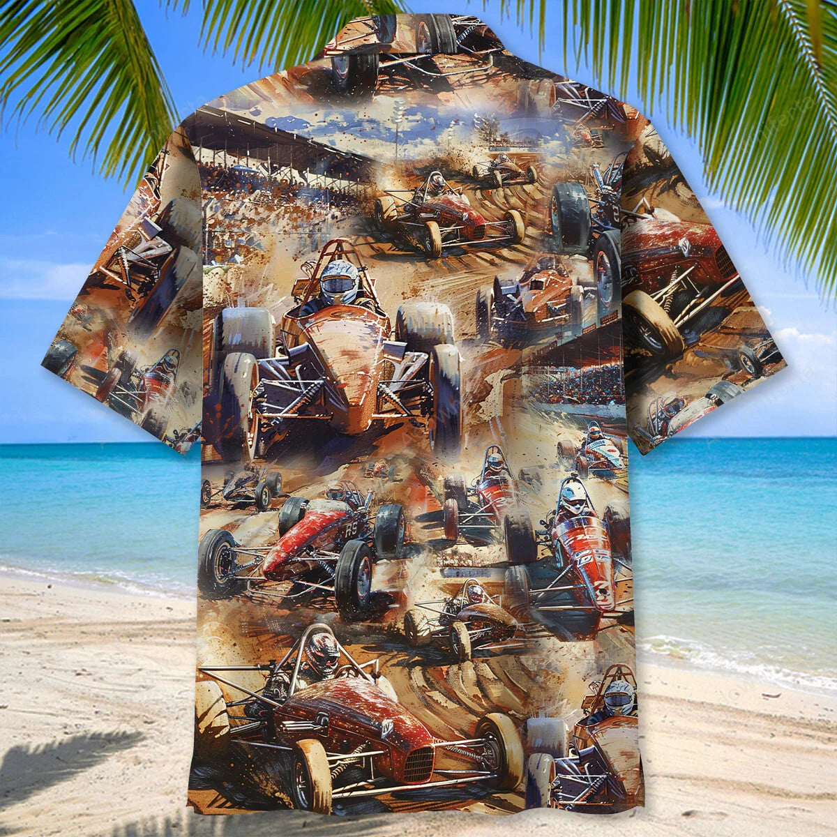 Vintage Dirt Track Racing Sprint Car Hawaiian Shirt, custom shirt gift for men (view 3)