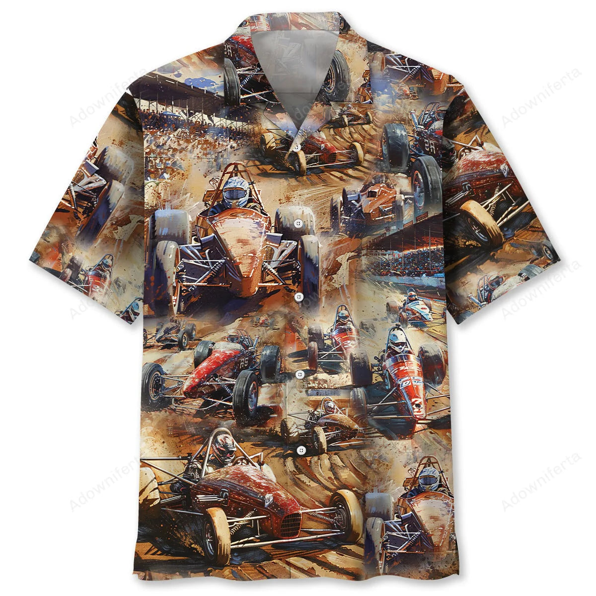Vintage Dirt Track Racing Sprint Car Hawaiian Shirt, custom shirt gift for men (view 4)