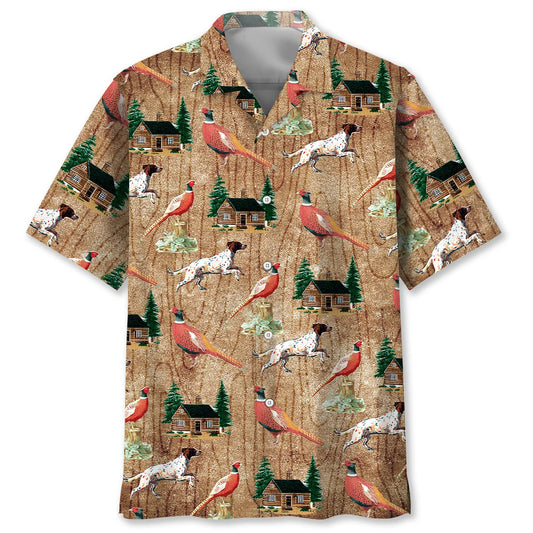 Vintage Dog Hunting Pheasant Hawaiian Shirt, custom shirt gift for men