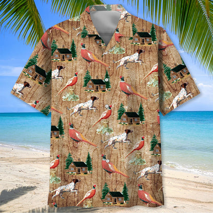 Vintage Dog Hunting Pheasant Hawaiian Shirt, custom shirt gift for men (view 2)
