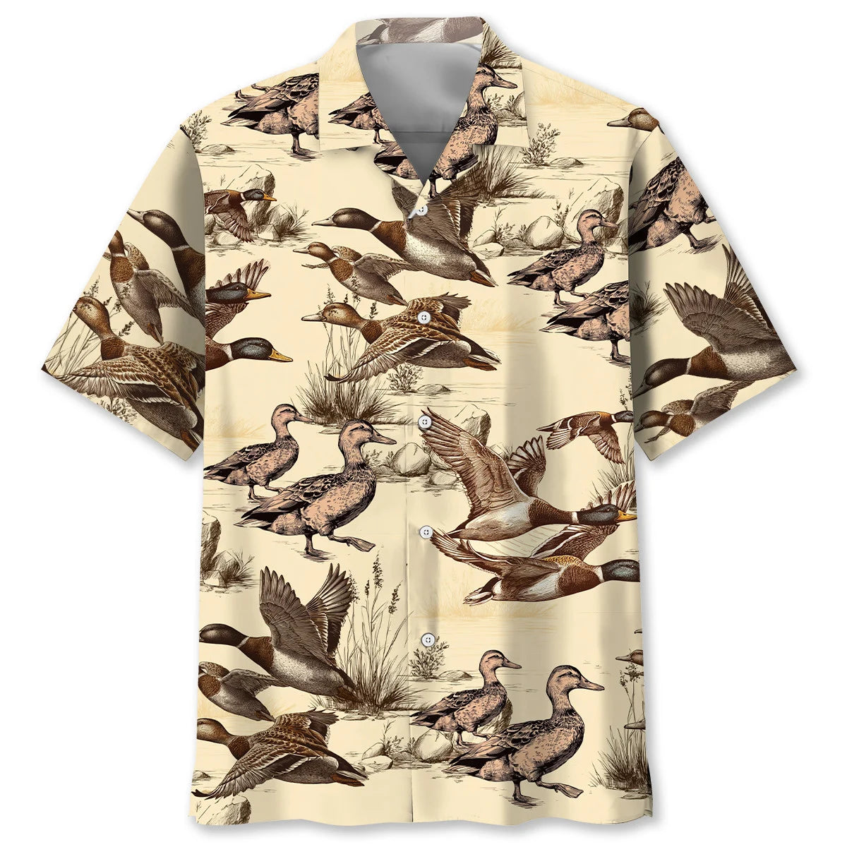 Vintage Duck Hunting Nature Hawaiian Shirt, custom shirt gift for men