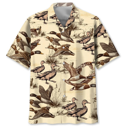 Vintage Duck Hunting Nature Hawaiian Shirt, custom shirt gift for men