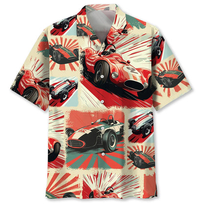 Vintage European Racing Car Magazine Hawaiian Shirt, custom shirt gift for men