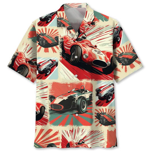 Vintage European Racing Car Magazine Hawaiian Shirt, custom shirt gift for men