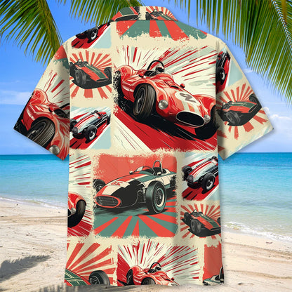 Vintage European Racing Car Magazine Hawaiian Shirt, custom shirt gift for men (view 4)