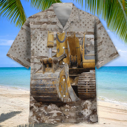 Vintage Excavator Hawaiian Shirt, custom shirt gift for men