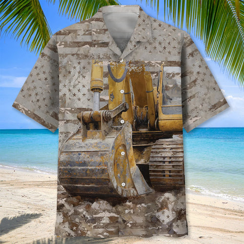Vintage Excavator Hawaiian Shirt, custom shirt gift for men