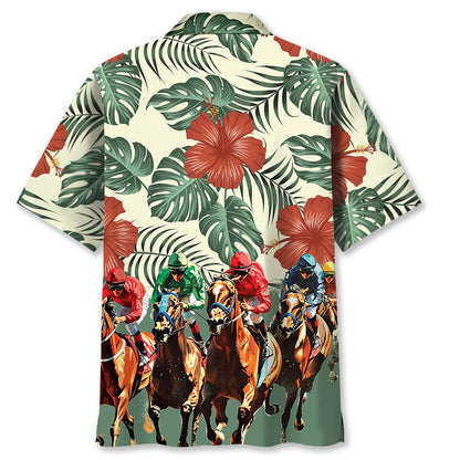 Vintage Flower Horse Racing Hawaiian Shirt, custom shirt gift for men (view 4)