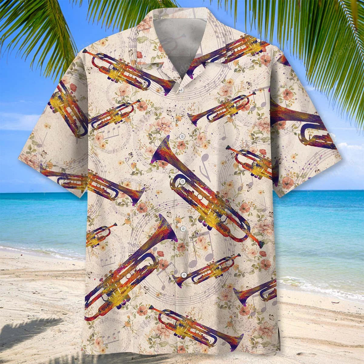Vintage Flower Trumpet Hawaiian Shirt, custom shirt gift for men