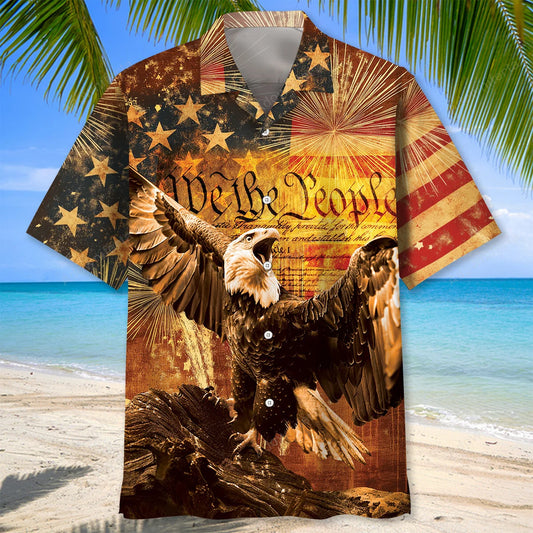 Vintage God Bless America Hawaiian Shirt, custom shirt gift for men