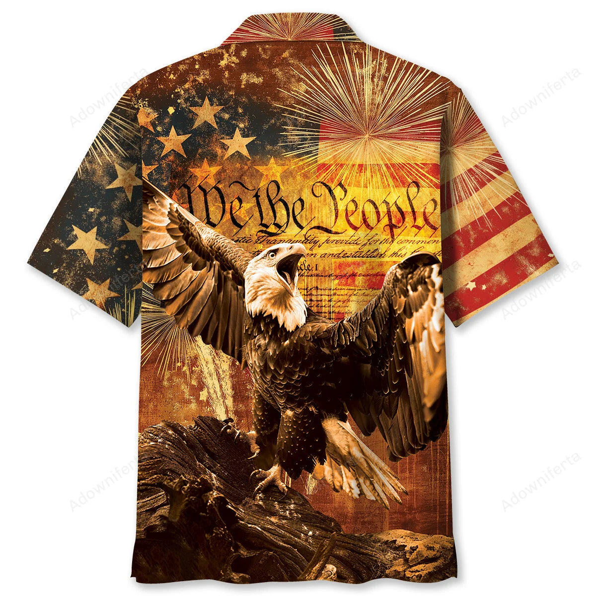 Vintage God Bless America Hawaiian Shirt, custom shirt gift for men (view 2)
