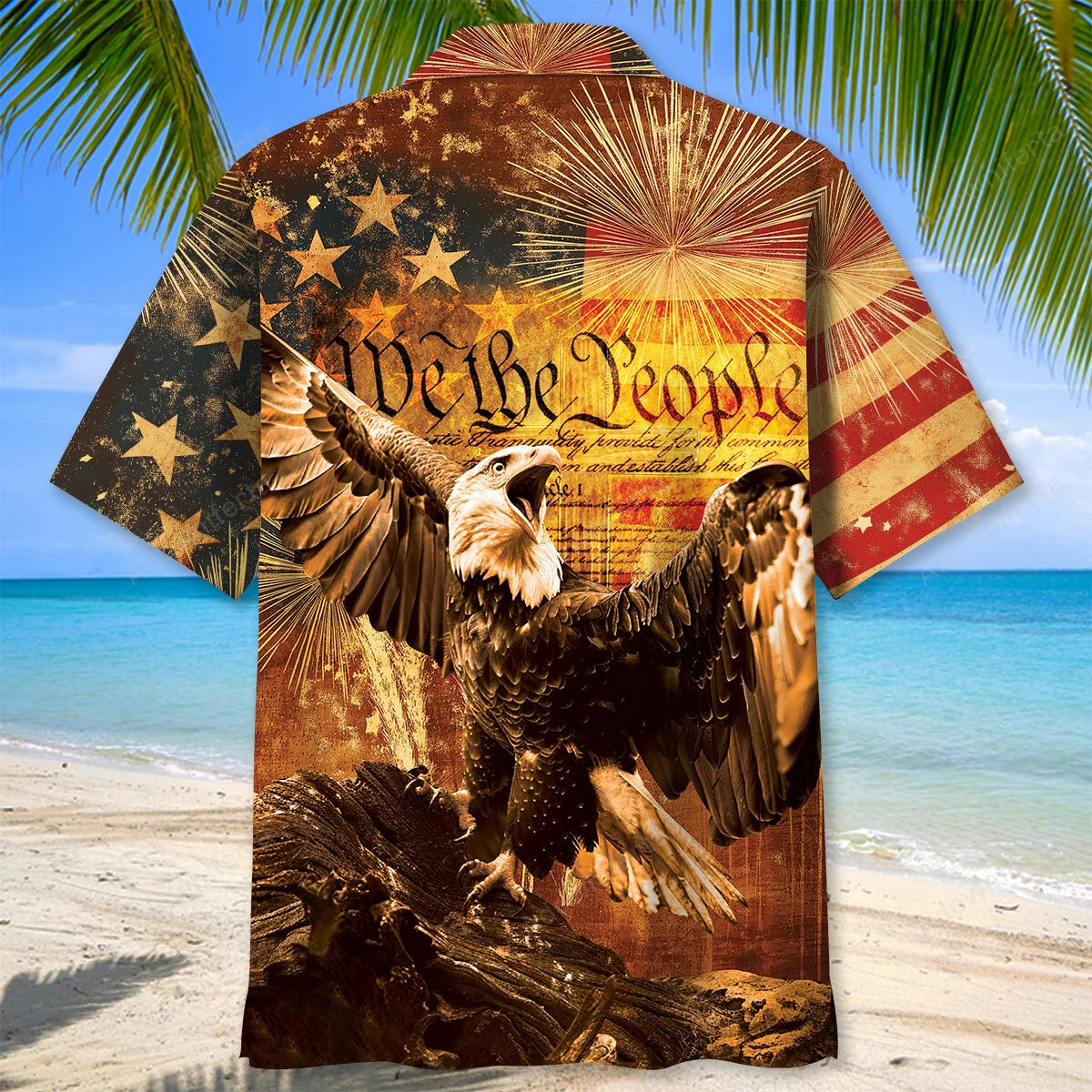 Vintage God Bless America Hawaiian Shirt, custom shirt gift for men (view 3)