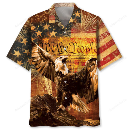 Vintage God Bless America Hawaiian Shirt, custom shirt gift for men (view 4)