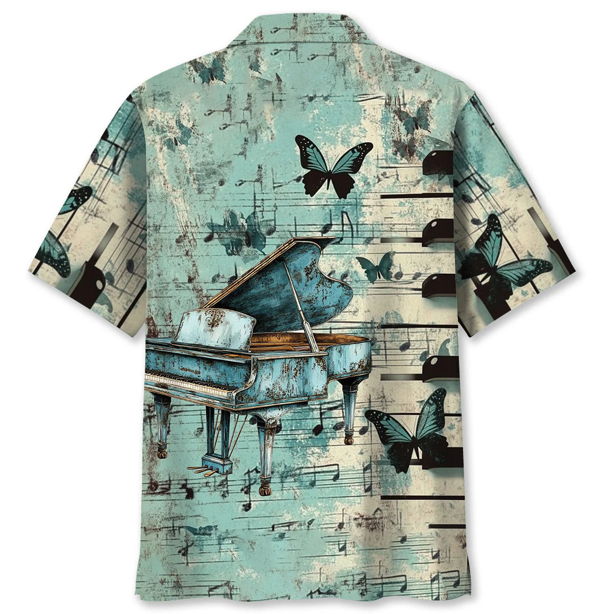 Vintage Grand Piano Butterfly Hawaiian Shirt, custom shirt gift for men (view 2)