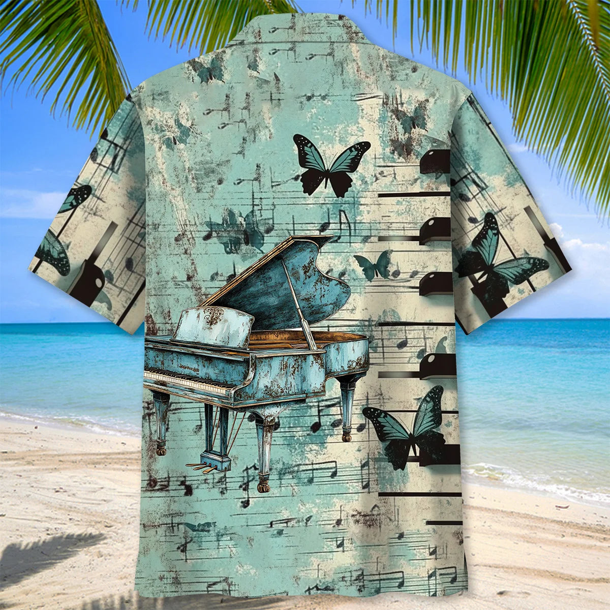 Vintage Grand Piano Butterfly Hawaiian Shirt, custom shirt gift for men (view 4)