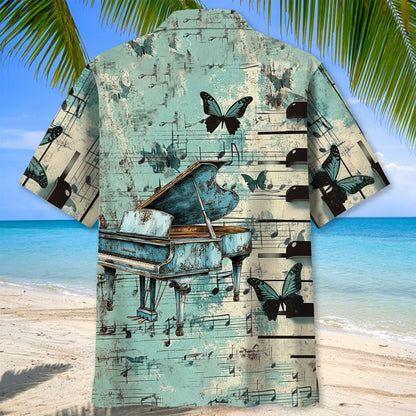 Vintage Grand Piano Butterfly Hawaiian Shirt, custom shirt gift for men (view 4)