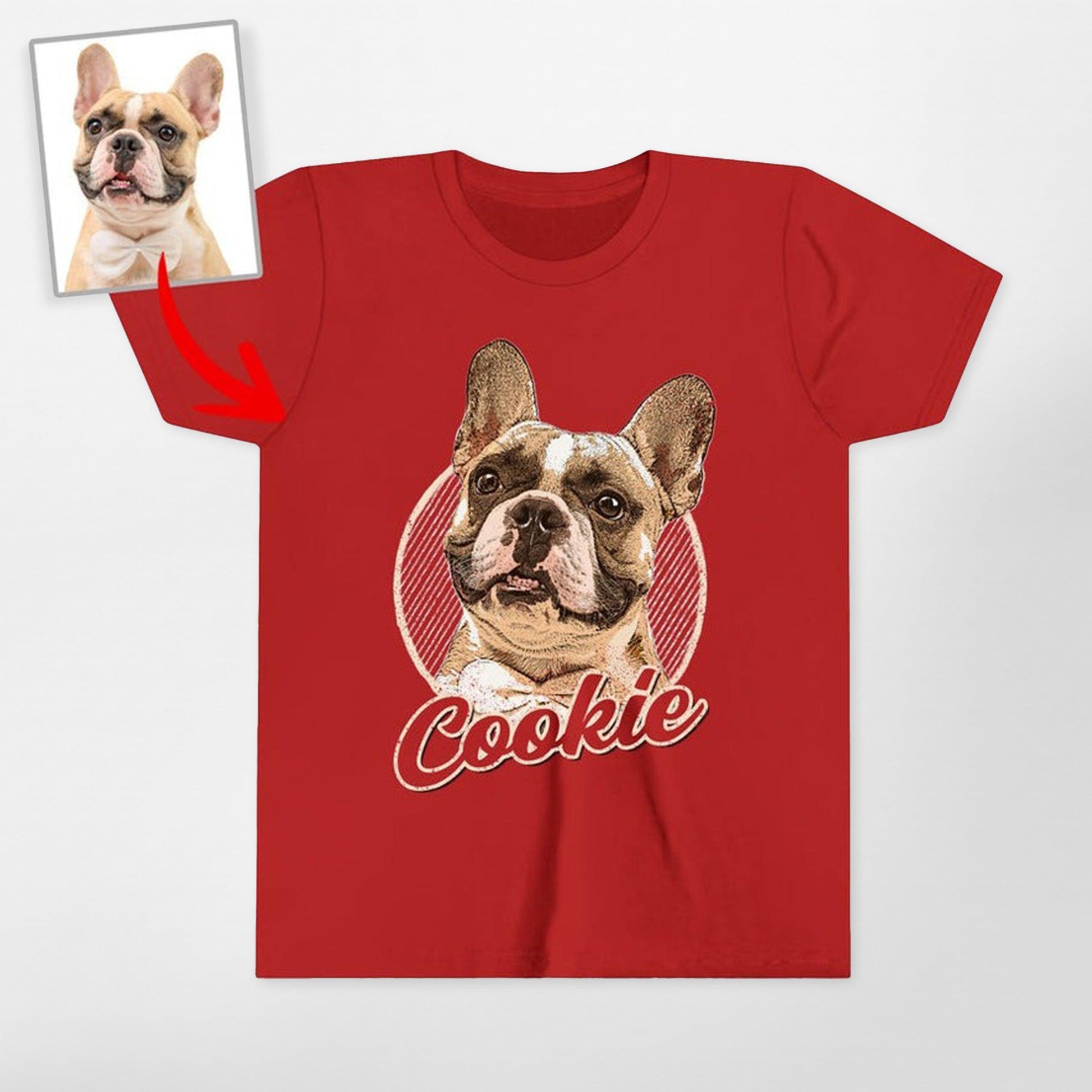 Vintage Graphic Custom Dog Kid S Shirt, custom pet portrait gift for pet lovers (view 6)