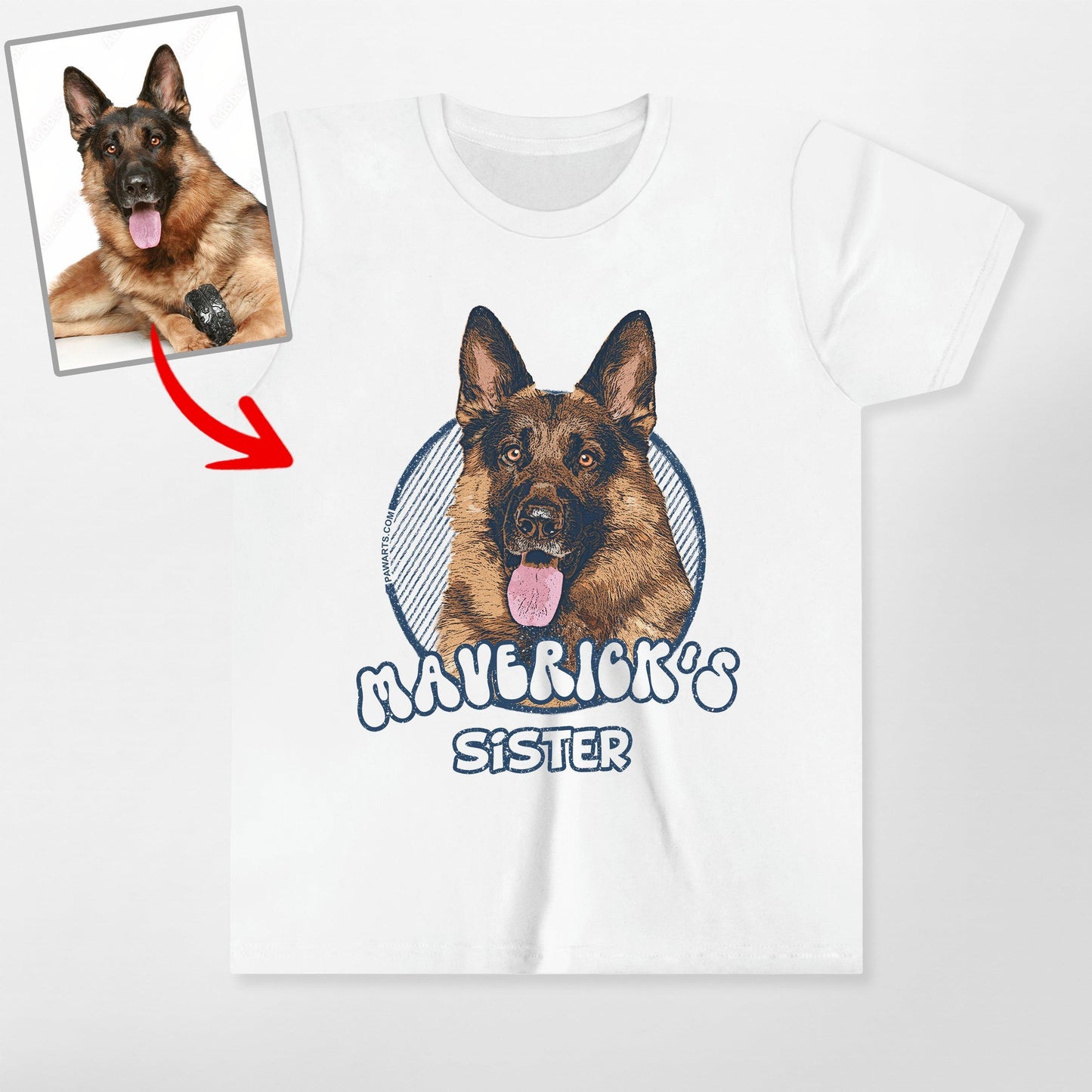 Vintage Graphic Custom Dog Kid S Shirt, custom pet portrait gift for pet lovers (view 7)