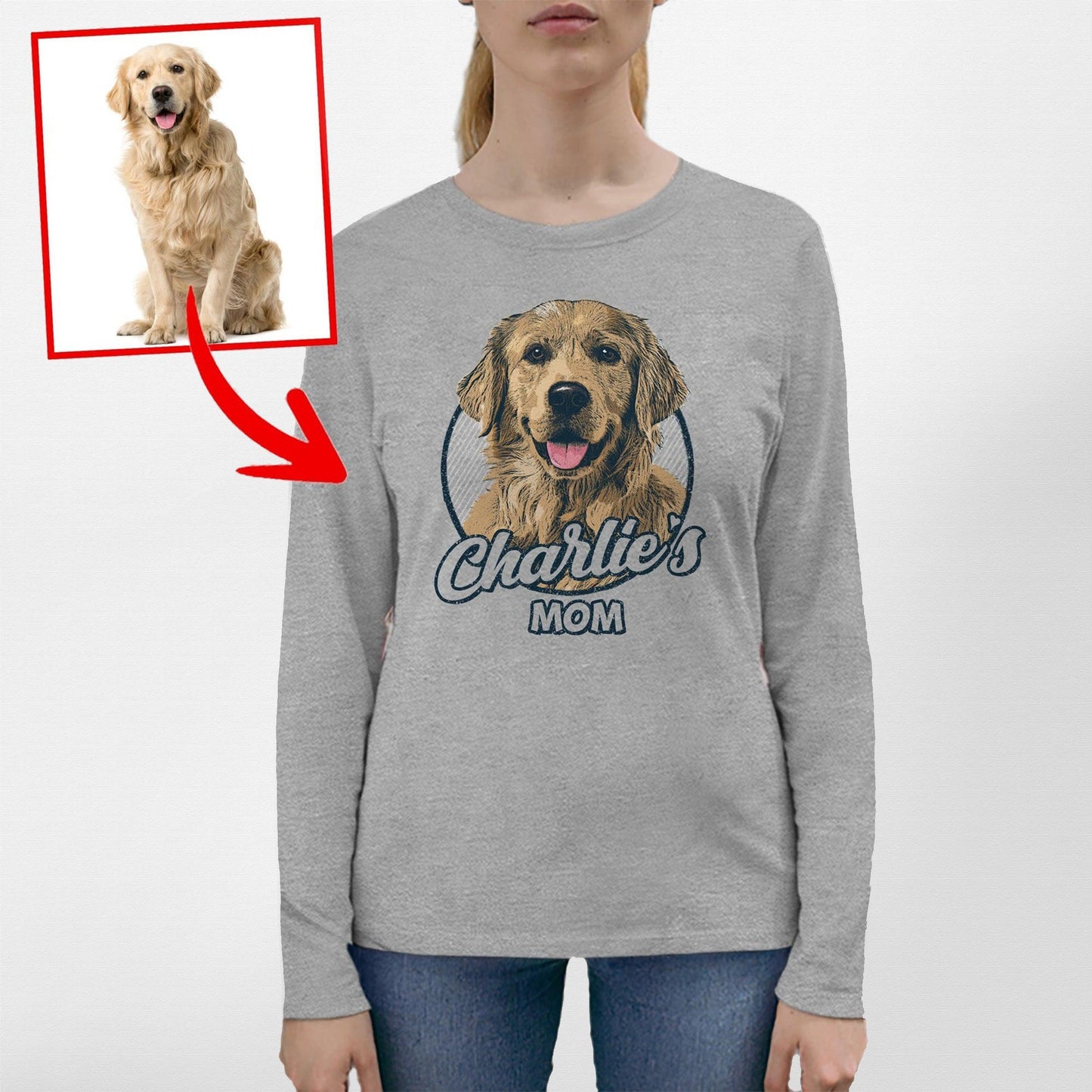 Vintage Graphic Custom Dogface Long Sleeve for Mom