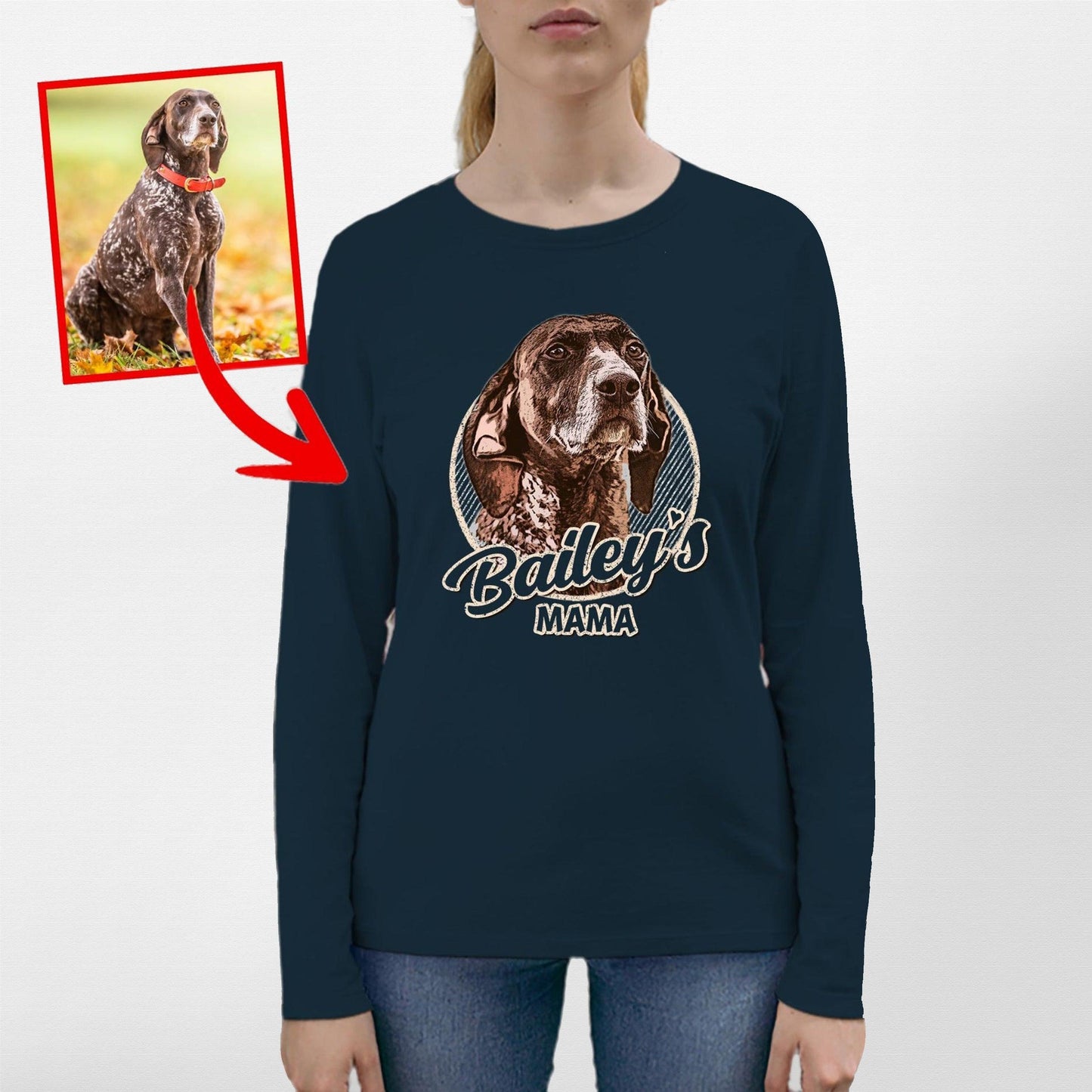 Vintage Graphic Custom Dogface Long Sleeve for Mom (view 3)