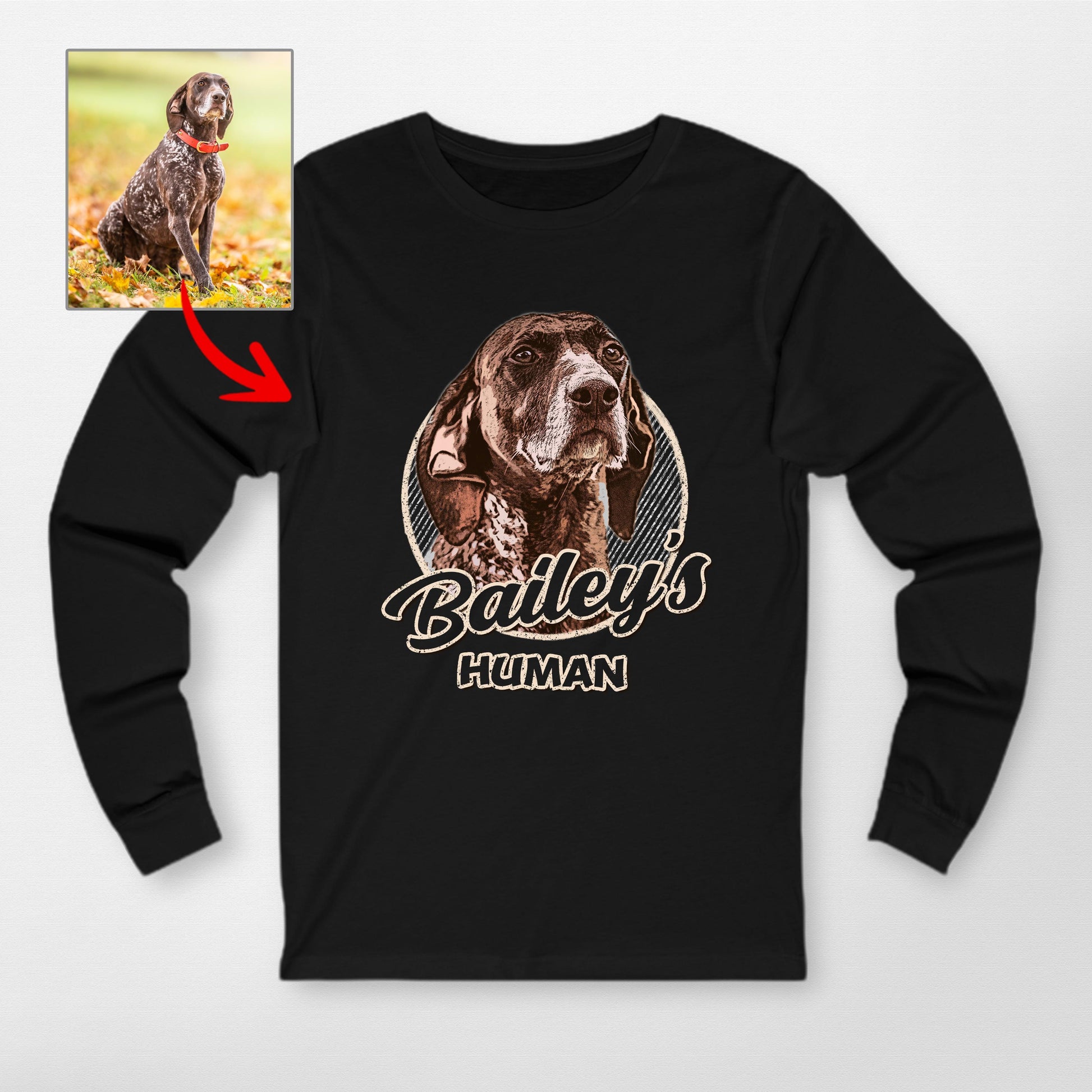 Vintage Graphic Custom Dogface Long Sleeve Shirt (view 2)