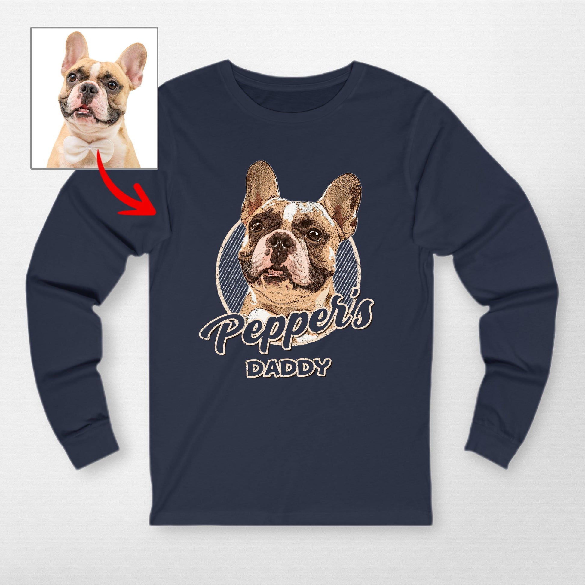 Vintage Graphic Custom Dogface Long Sleeve Shirt (view 3)