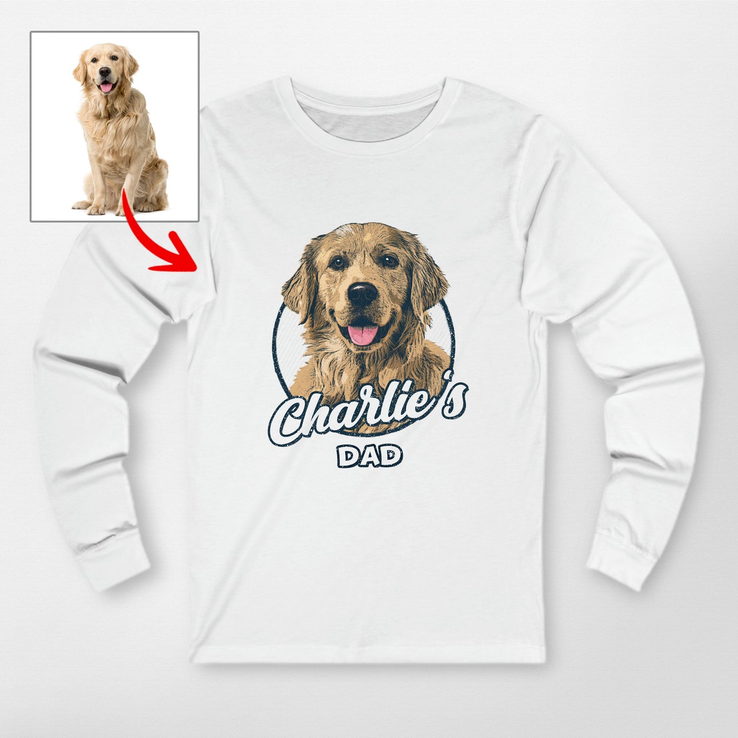 Vintage Graphic Custom Dogface Long Sleeve Shirt (view 4)