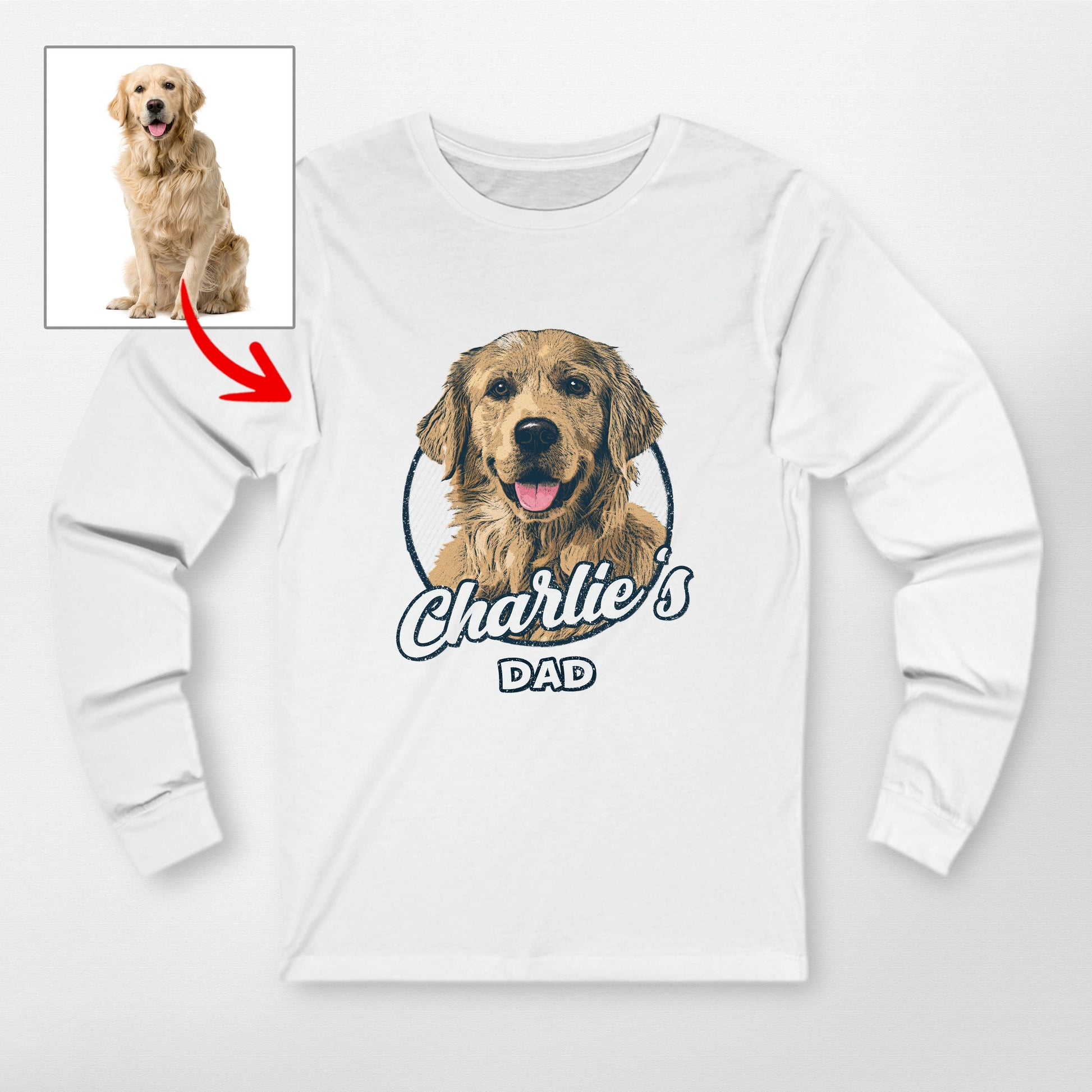 Vintage Graphic Custom Dogface Long Sleeve Shirt (view 4)