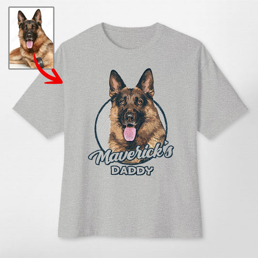 Vintage Graphic Custom Dogface Oversized T-Shirt, custom pet portrait gift for pet lovers