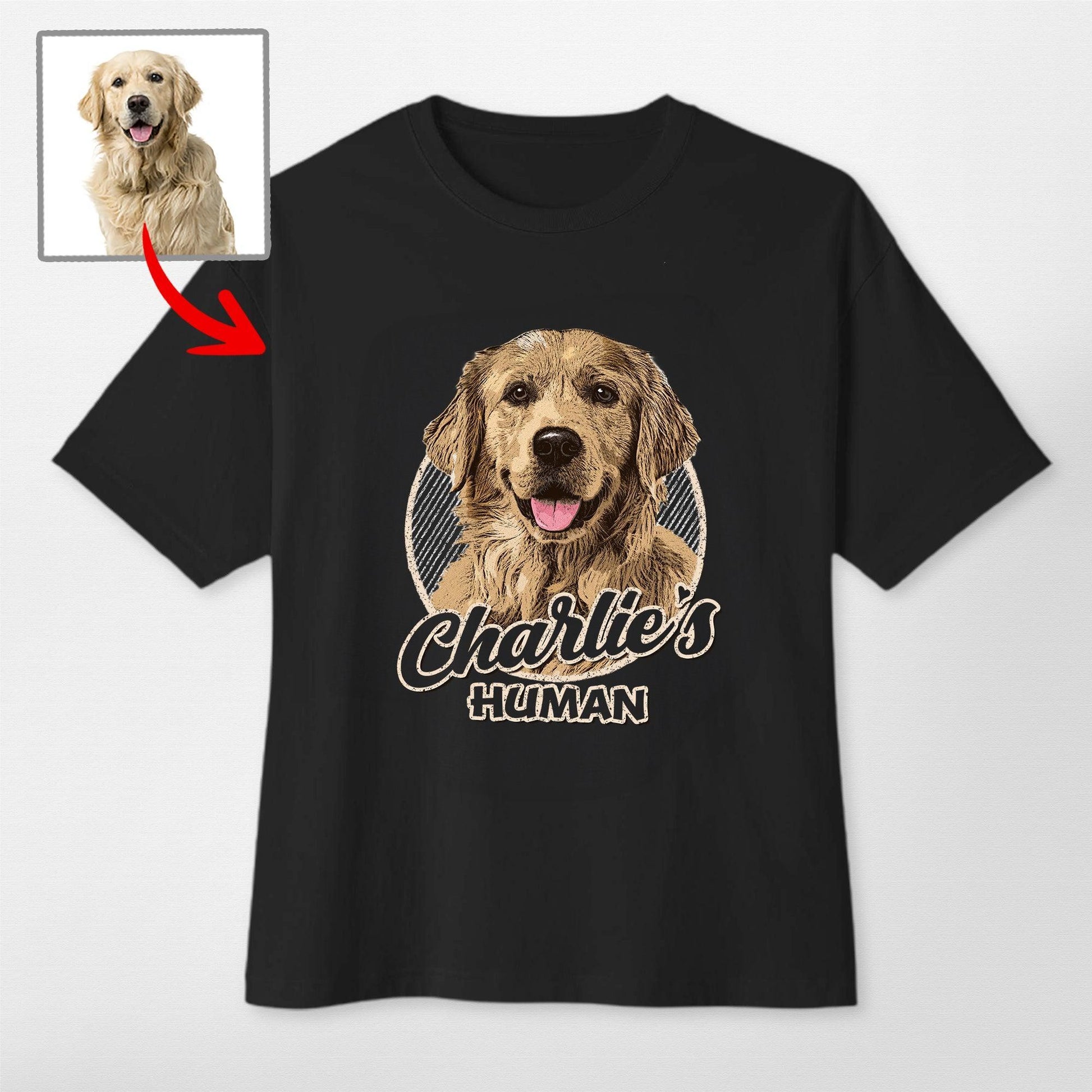 Vintage Graphic Custom Dogface Oversized T-Shirt, custom pet portrait gift for pet lovers (view 2)