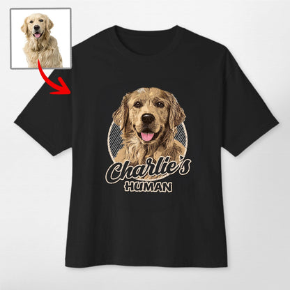 Vintage Graphic Custom Dogface Oversized T-Shirt, custom pet portrait gift for pet lovers (view 2)
