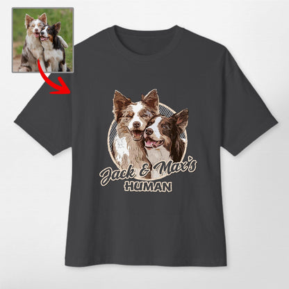 Vintage Graphic Custom Dogface Oversized T-Shirt, custom pet portrait gift for pet lovers (view 3)