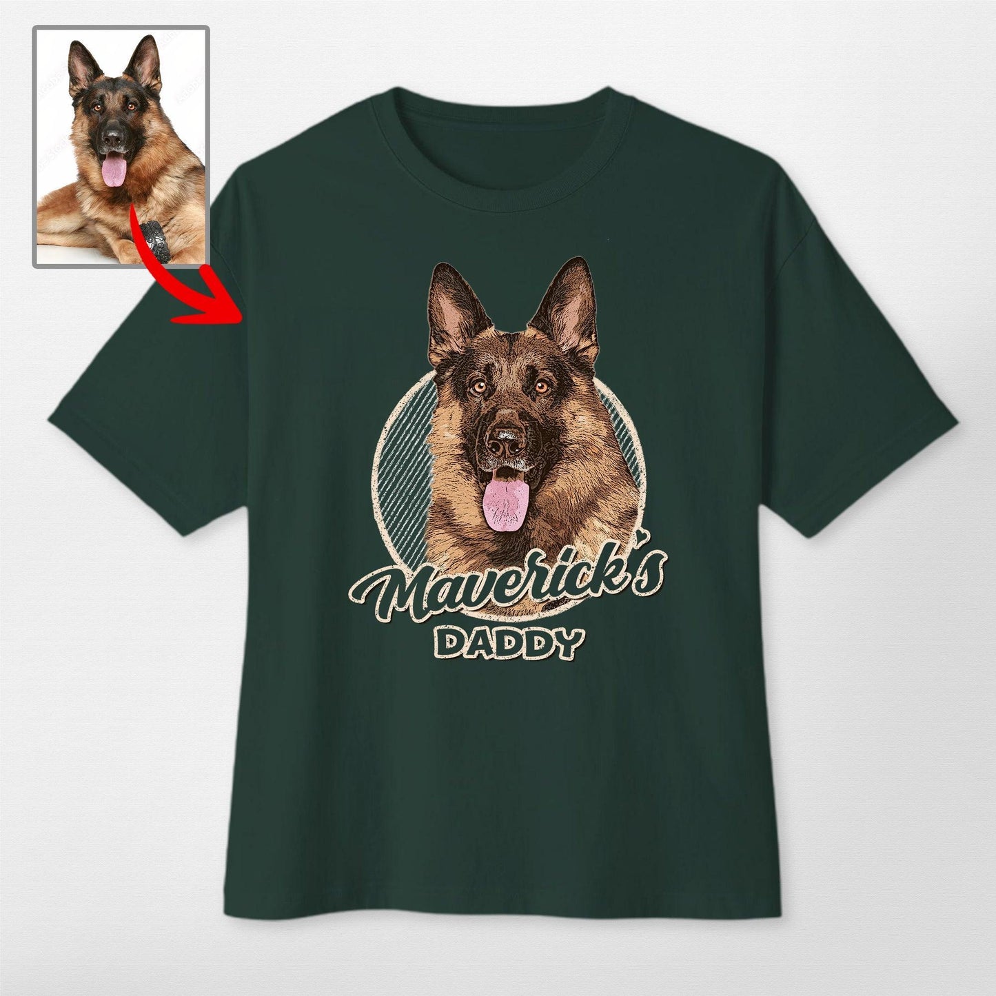 Vintage Graphic Custom Dogface Oversized T-Shirt, custom pet portrait gift for pet lovers (view 4)