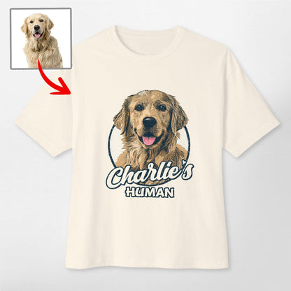 Vintage Graphic Custom Dogface Oversized T-Shirt, custom pet portrait gift for pet lovers (view 5)