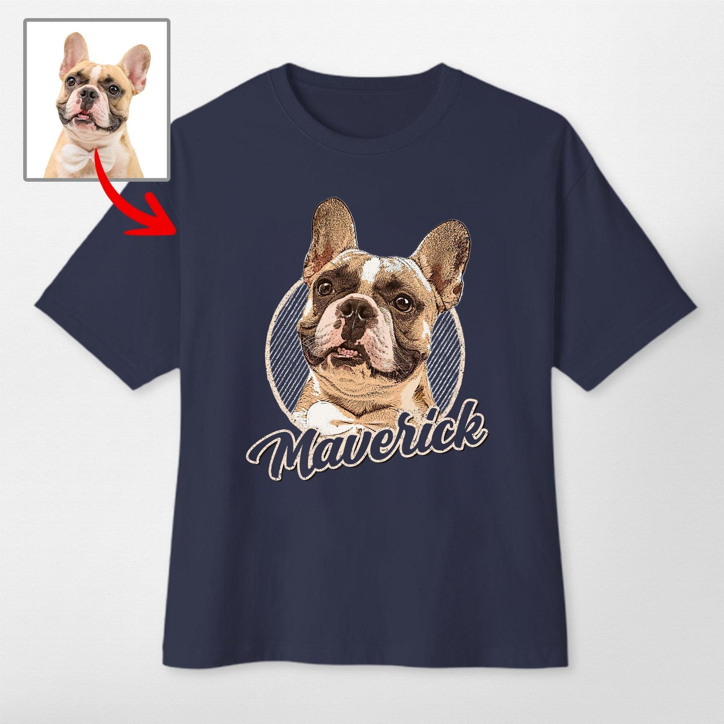 Vintage Graphic Custom Dogface Oversized T-Shirt, custom pet portrait gift for pet lovers (view 6)