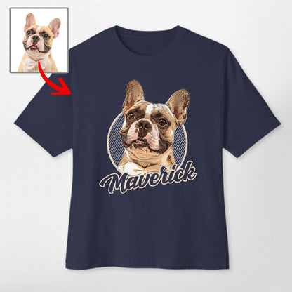 Vintage Graphic Custom Dogface Oversized T-Shirt, custom pet portrait gift for pet lovers (view 6)
