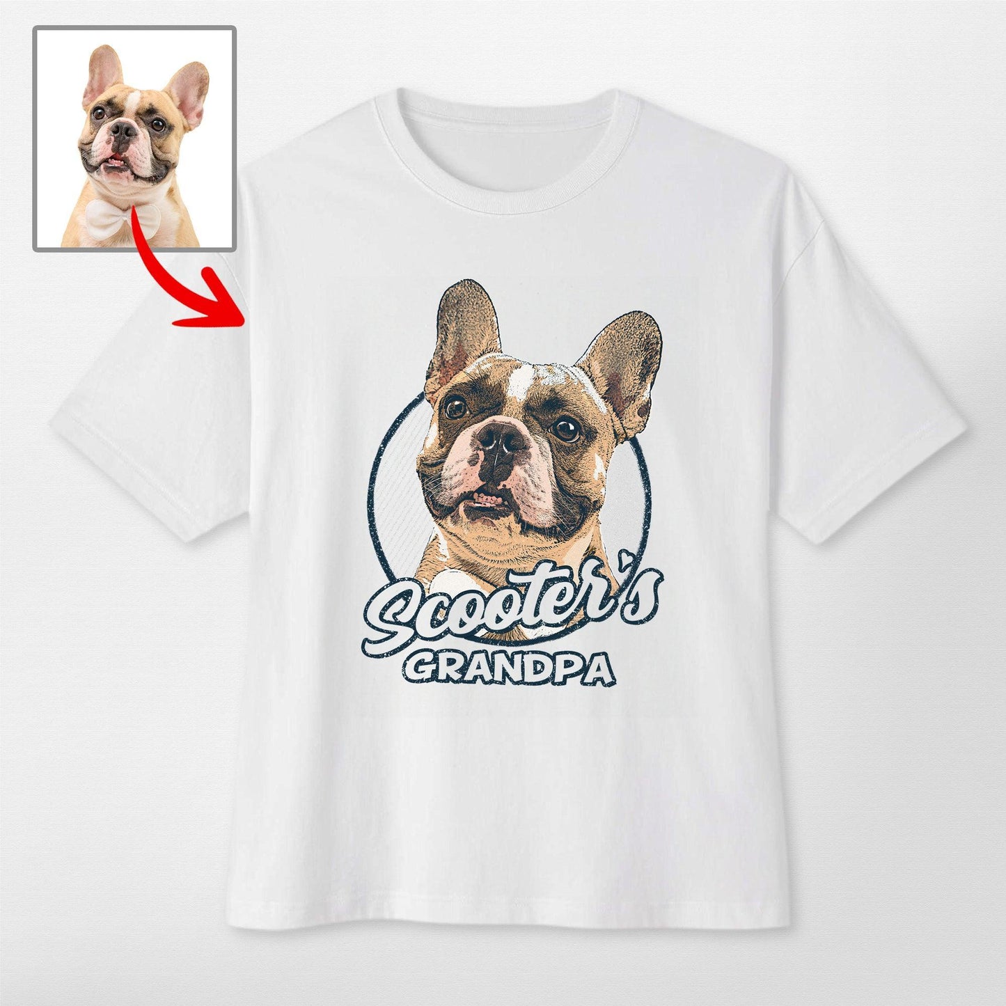 Vintage Graphic Custom Dogface Oversized T-Shirt, custom pet portrait gift for pet lovers (view 7)