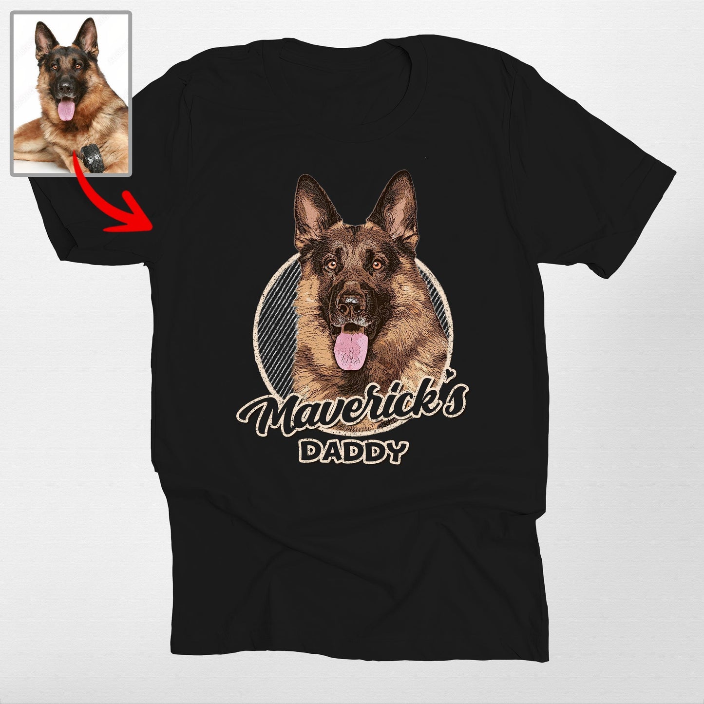 Vintage Graphic Custom Dogface Unisex Shirt, custom pet portrait gift for pet lovers (view 2)