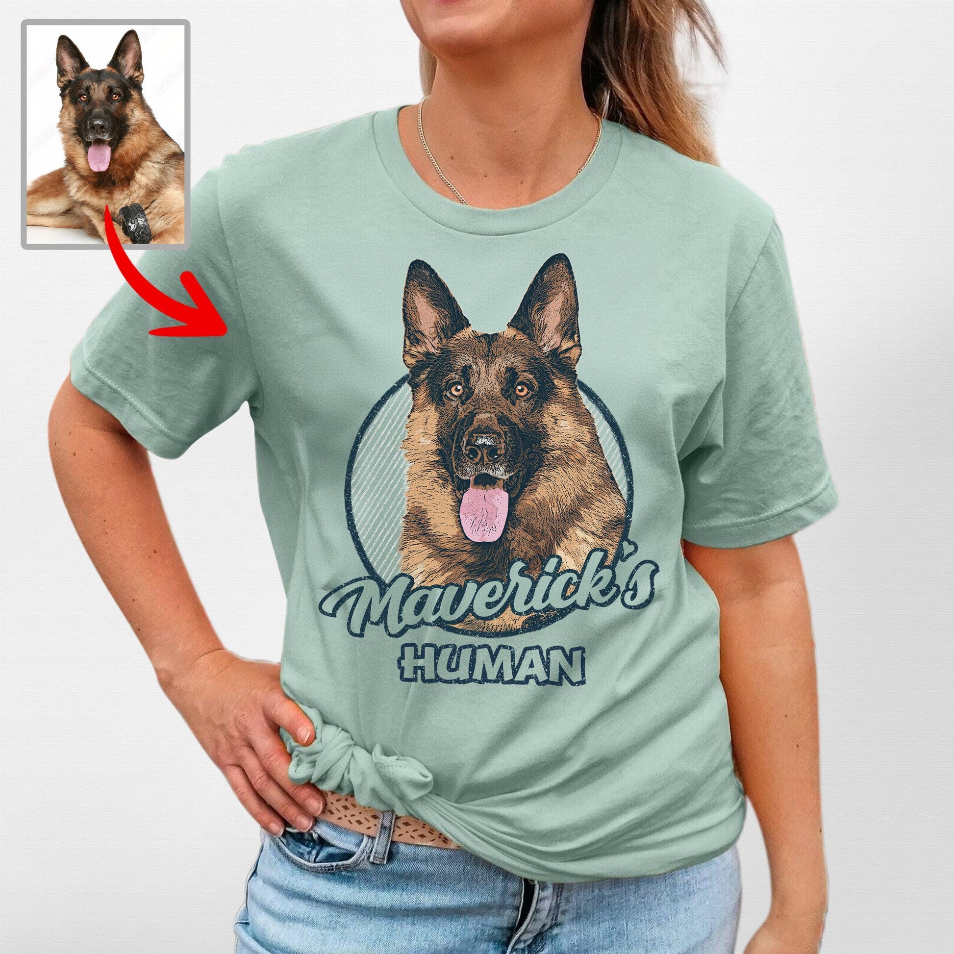 Vintage Graphic Custom Dogface Unisex Shirt, custom pet portrait gift for pet lovers (view 10)